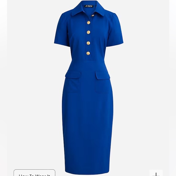 J. Crew Collared sheath dress bi-stretch wool blend Harbor View Blue BY788 - Picture 1 of 11